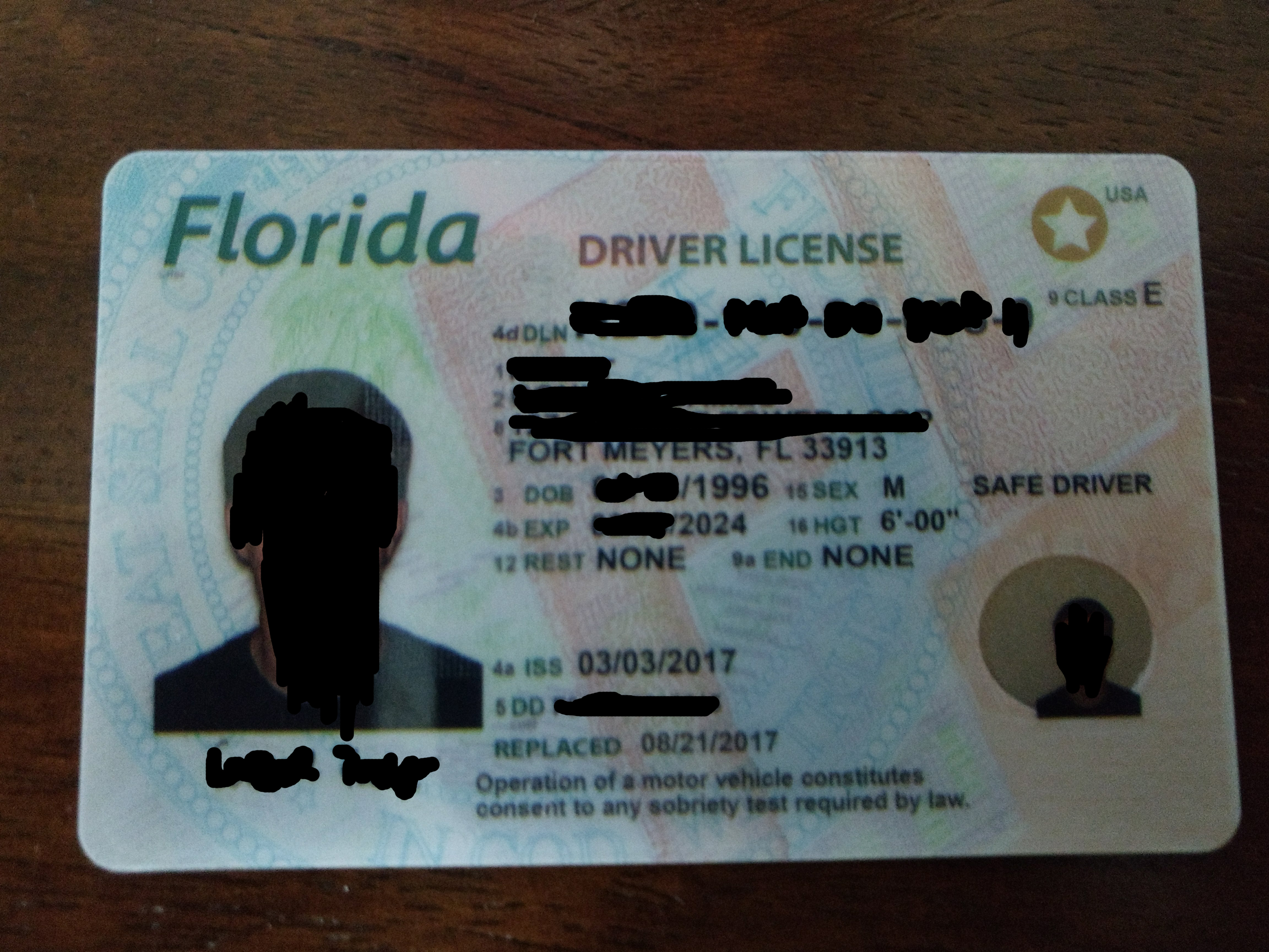 Florida fake id template