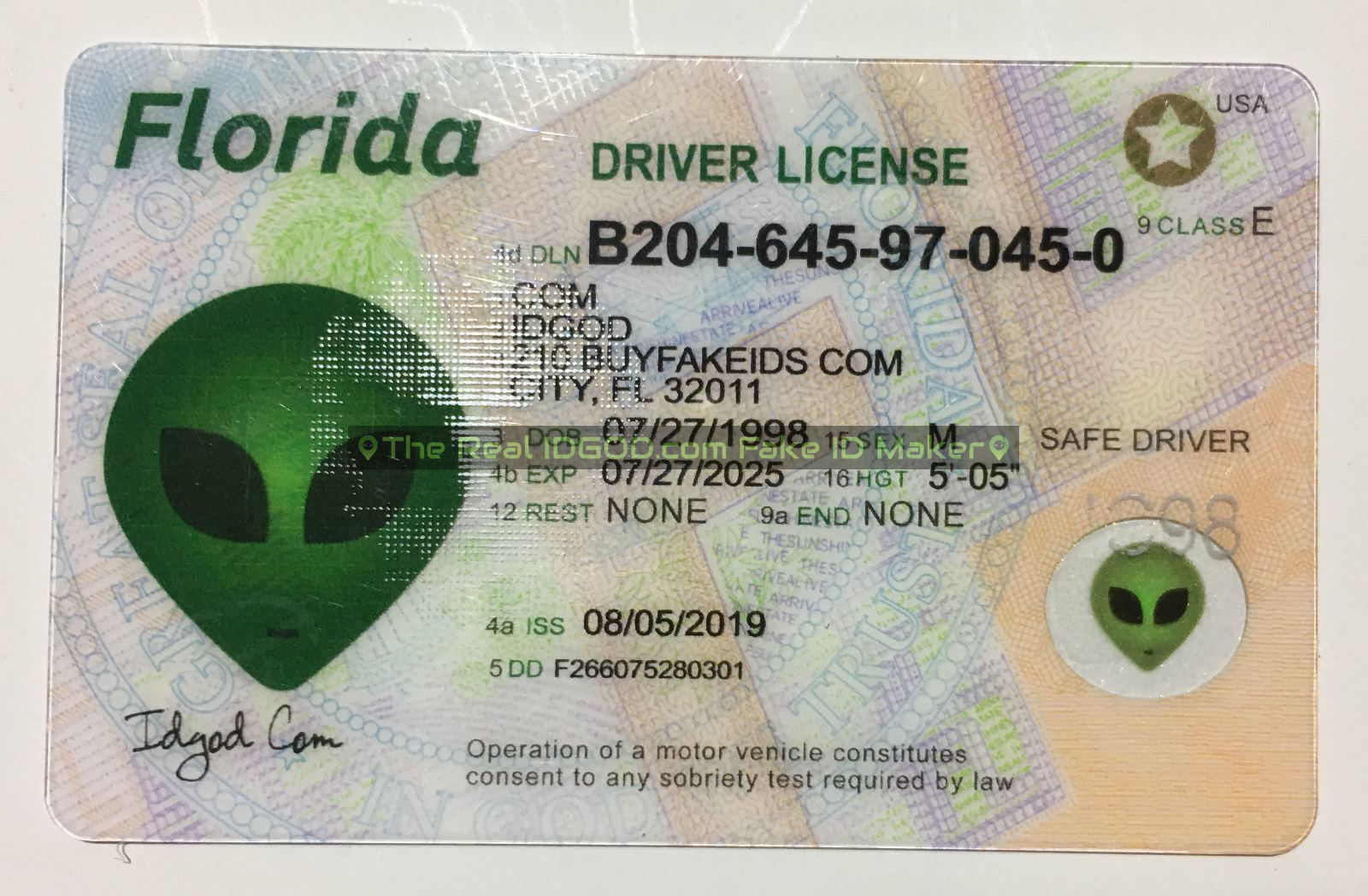 Florida fake id template